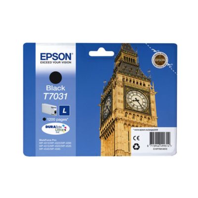 Epson Big Ben T7031 DURABrite Ultra Ink, High Yield Ink Cartridge, Black Single Pack, C13T70314010 Epson Big Ben T7031 DURABrite Ultra Ink, High Yield Ink Cartridge, Black Single Pack, C13T70314010